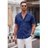 imageCOOFANDY Mens Casual Button Down Shirt Short Sleeve Wrinkle Free Shirts Summer ShirtNavy Shark