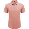 imageCOOFANDY Mens Casual Button Down Shirt Short Sleeve Wrinkle Free Shirts Summer ShirtOrange Pink