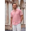 imageCOOFANDY Mens Casual Button Down Shirt Short Sleeve Wrinkle Free Shirts Summer ShirtOrange Pink Palm Tree