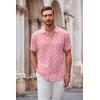 imageCOOFANDY Mens Casual Button Down Shirt Short Sleeve Wrinkle Free Shirts Summer ShirtOrange Pink Palm Tree