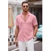 imageCOOFANDY Mens Casual Button Down Shirt Short Sleeve Wrinkle Free Shirts Summer ShirtOrange Pink Palm Tree