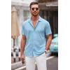 imageCOOFANDY Mens Casual Button Down Shirt Short Sleeve Wrinkle Free Shirts Summer ShirtSky Blue