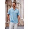 imageCOOFANDY Mens Casual Button Down Shirt Short Sleeve Wrinkle Free Shirts Summer ShirtSky Blue