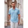 imageCOOFANDY Mens Casual Button Down Shirt Short Sleeve Wrinkle Free Shirts Summer ShirtSky Blue