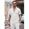 imageCOOFANDY Mens Casual Button Down Shirt Short Sleeve Wrinkle Free Shirts Summer ShirtWhite