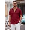 imageCOOFANDY Mens Casual Button Down Shirt Short Sleeve Wrinkle Free Shirts Summer ShirtWine Red