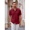 imageCOOFANDY Mens Casual Button Down Shirt Short Sleeve Wrinkle Free Shirts Summer ShirtWine Red