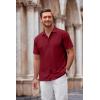 imageCOOFANDY Mens Casual Button Down Shirt Short Sleeve Wrinkle Free Shirts Summer ShirtWine Red