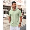 imageCOOFANDY Mens Casual Button Down Shirt Untucked Short Sleeve Strech Wrinkle Free Dress ShirtsLight Green