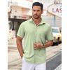 imageCOOFANDY Mens Casual Button Down Shirt Untucked Short Sleeve Strech Wrinkle Free Dress ShirtsLight Green