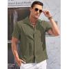 imageCOOFANDY Mens Casual Button Down Shirts Short Sleeve Summer Cuban Vacation Beach ShirtsArmy Green