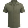 imageCOOFANDY Mens Casual Button Down Shirts Short Sleeve Summer Cuban Vacation Beach ShirtsArmy Green