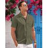 imageCOOFANDY Mens Casual Button Down Shirts Short Sleeve Summer Cuban Vacation Beach ShirtsArmy Green