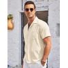 imageCOOFANDY Mens Casual Button Down Shirts Short Sleeve Summer Cuban Vacation Beach ShirtsBeige