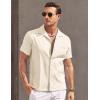 imageCOOFANDY Mens Casual Button Down Shirts Short Sleeve Summer Cuban Vacation Beach ShirtsBeige