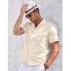 imageCOOFANDY Mens Casual Button Down Shirts Short Sleeve Summer Cuban Vacation Beach ShirtsBeige