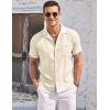 imageCOOFANDY Mens Casual Button Down Shirts Short Sleeve Summer Cuban Vacation Beach ShirtsBeige