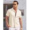 imageCOOFANDY Mens Casual Button Down Shirts Short Sleeve Summer Cuban Vacation Beach ShirtsBeige