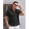 imageCOOFANDY Mens Casual Button Down Shirts Short Sleeve Summer Cuban Vacation Beach ShirtsBlack