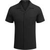 imageCOOFANDY Mens Casual Button Down Shirts Short Sleeve Summer Cuban Vacation Beach ShirtsBlack