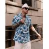 imageCOOFANDY Mens Casual Button Down Shirts Short Sleeve Summer Cuban Vacation Beach ShirtsBlue Floral