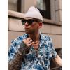 imageCOOFANDY Mens Casual Button Down Shirts Short Sleeve Summer Cuban Vacation Beach ShirtsBlue Floral