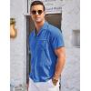 imageCOOFANDY Mens Casual Button Down Shirts Short Sleeve Summer Cuban Vacation Beach ShirtsClassic Blue