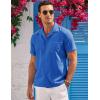 imageCOOFANDY Mens Casual Button Down Shirts Short Sleeve Summer Cuban Vacation Beach ShirtsClassic Blue