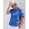 imageCOOFANDY Mens Casual Button Down Shirts Short Sleeve Summer Cuban Vacation Beach ShirtsClassic Blue