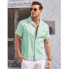 imageCOOFANDY Mens Casual Button Down Shirts Short Sleeve Summer Cuban Vacation Beach ShirtsGreen