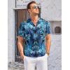 imageCOOFANDY Mens Casual Button Down Shirts Short Sleeve Summer Cuban Vacation Beach ShirtsGreen Leaf