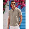 imageCOOFANDY Mens Casual Button Down Shirts Short Sleeve Summer Cuban Vacation Beach ShirtsKhaki