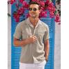 imageCOOFANDY Mens Casual Button Down Shirts Short Sleeve Summer Cuban Vacation Beach ShirtsKhaki