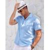 imageCOOFANDY Mens Casual Button Down Shirts Short Sleeve Summer Cuban Vacation Beach ShirtsLight Blue