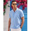imageCOOFANDY Mens Casual Button Down Shirts Short Sleeve Summer Cuban Vacation Beach ShirtsLight Blue