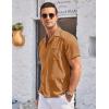 imageCOOFANDY Mens Casual Button Down Shirts Short Sleeve Summer Cuban Vacation Beach ShirtsLight Brown