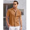 imageCOOFANDY Mens Casual Button Down Shirts Short Sleeve Summer Cuban Vacation Beach ShirtsLight Brown