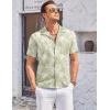 imageCOOFANDY Mens Casual Button Down Shirts Short Sleeve Summer Cuban Vacation Beach ShirtsLight Green White Leaf