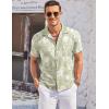 imageCOOFANDY Mens Casual Button Down Shirts Short Sleeve Summer Cuban Vacation Beach ShirtsLight Green White Leaf