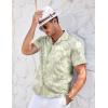 imageCOOFANDY Mens Casual Button Down Shirts Short Sleeve Summer Cuban Vacation Beach ShirtsLight Green White Leaf