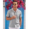 imageCOOFANDY Mens Casual Button Down Shirts Short Sleeve Summer Cuban Vacation Beach ShirtsLight Grey