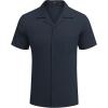imageCOOFANDY Mens Casual Button Down Shirts Short Sleeve Summer Cuban Vacation Beach ShirtsNavy Blue