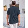 imageCOOFANDY Mens Casual Button Down Shirts Short Sleeve Summer Cuban Vacation Beach ShirtsNavy Blue