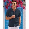 imageCOOFANDY Mens Casual Button Down Shirts Short Sleeve Summer Cuban Vacation Beach ShirtsNavy Blue