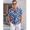 imageCOOFANDY Mens Casual Button Down Shirts Short Sleeve Summer Cuban Vacation Beach ShirtsNavy Blue Floral