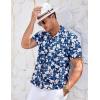 imageCOOFANDY Mens Casual Button Down Shirts Short Sleeve Summer Cuban Vacation Beach ShirtsNavy Blue Floral