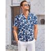 imageCOOFANDY Mens Casual Button Down Shirts Short Sleeve Summer Cuban Vacation Beach ShirtsNavy Blue Floral