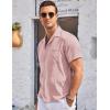 imageCOOFANDY Mens Casual Button Down Shirts Short Sleeve Summer Cuban Vacation Beach ShirtsPink