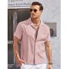 imageCOOFANDY Mens Casual Button Down Shirts Short Sleeve Summer Cuban Vacation Beach ShirtsPink