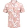 imageCOOFANDY Mens Casual Button Down Shirts Short Sleeve Summer Cuban Vacation Beach ShirtsPink White Floral